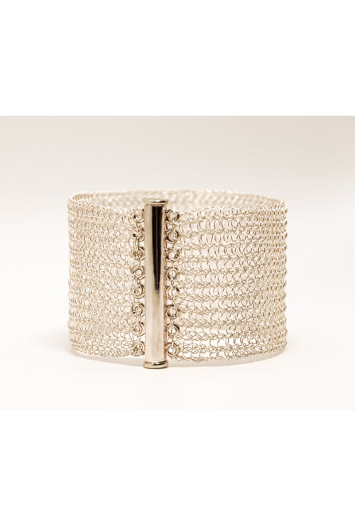 Manchette Large – Collection tissée Finition argentée – MLASM1