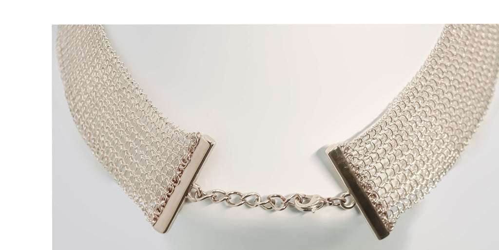 Collier chocker– Collection tissée Finition argentée – CHO2