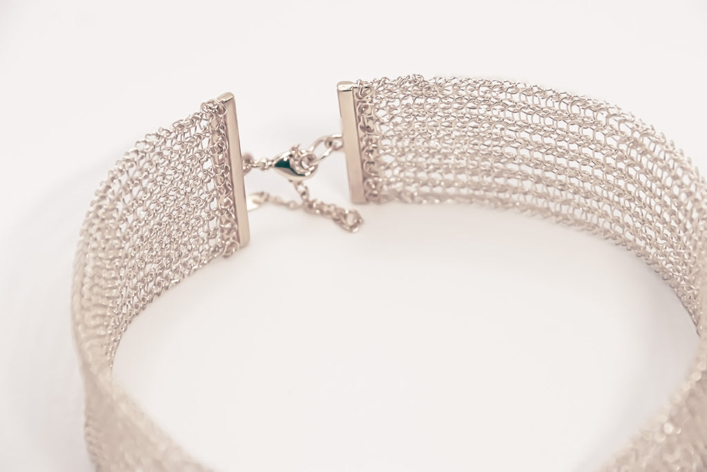 Collier Ras-de-cou – Collection tissée Finition argentée - CRO2