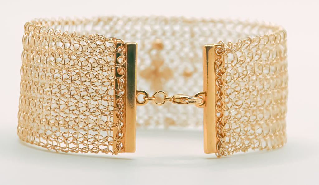 Manchette Fine perlée – Collection tissée Finition dorée – MFSMOP1