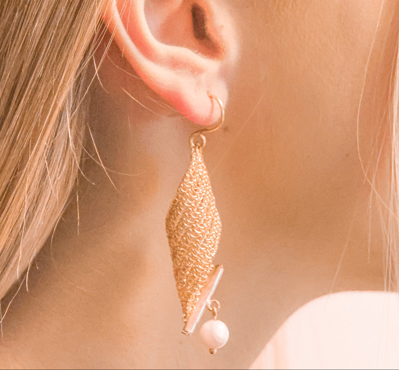 Boucles d’oreilles Spirale perlée - Collection tissée