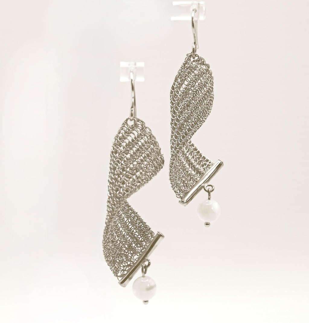 Boucles d’oreilles Spirale perlée - Collection tissée