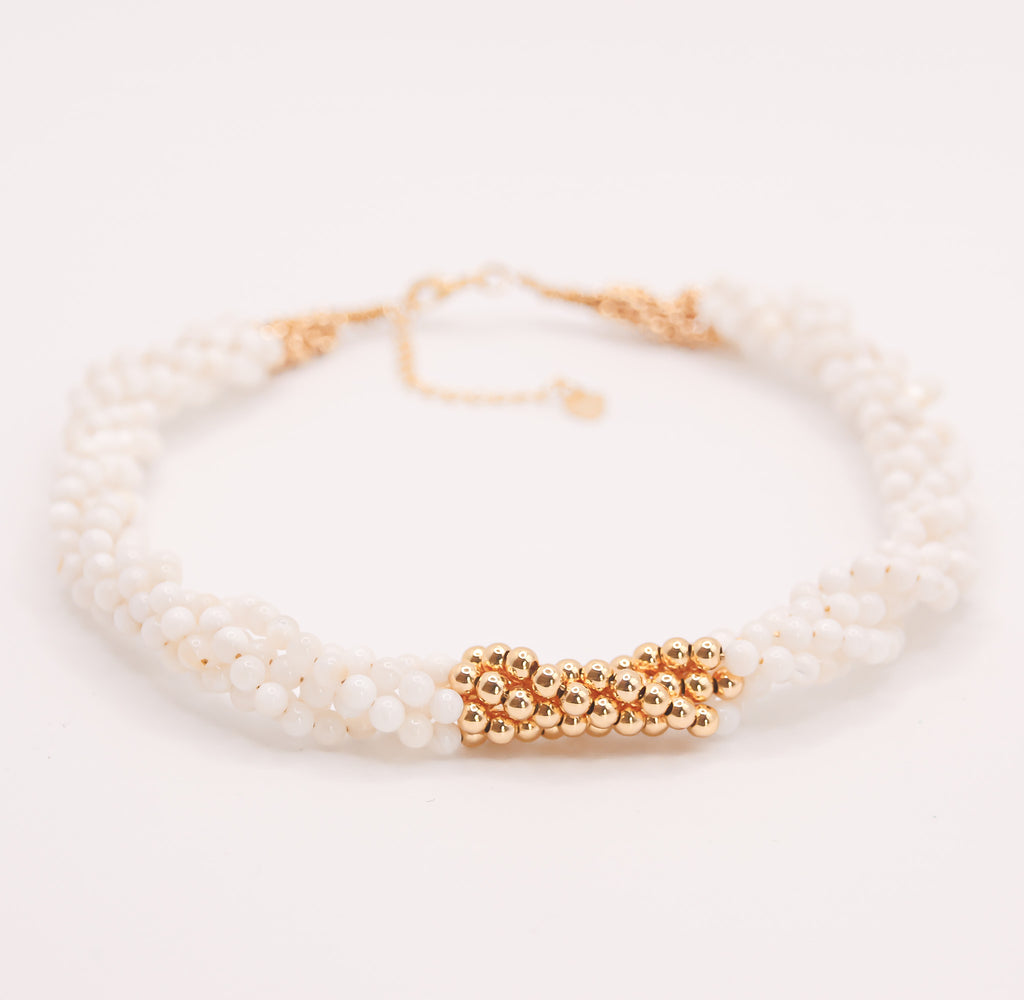 Chocker Nacre Torsadée, version duo  Collection perlée